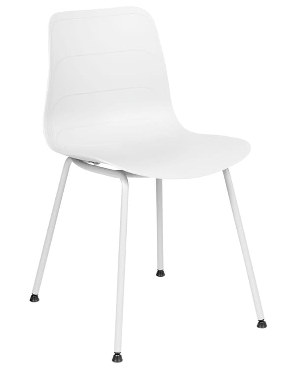 Uppsättning med 2 matstolar Vit syntetisk sits Vita metallben Minimalistisk design Ryggstöd Modern Skandinavisk