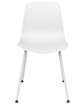Miniatyrbild 5 av 9: Uppsättning med 2 matstolar Vit syntetisk sits Vita metallben Minimalistisk design Ryggstöd Modern Skandinavisk