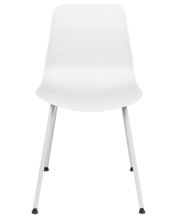 Uppsättning med 2 matstolar Vit syntetisk sits Vita metallben Minimalistisk design Ryggstöd Modern Skandinavisk