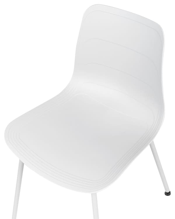 Uppsättning med 2 matstolar Vit syntetisk sits Vita metallben Minimalistisk design Ryggstöd Modern Skandinavisk