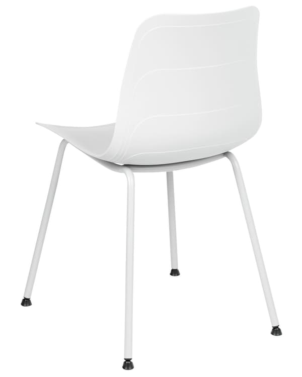 Uppsättning med 2 matstolar Vit syntetisk sits Vita metallben Minimalistisk design Ryggstöd Modern Skandinavisk