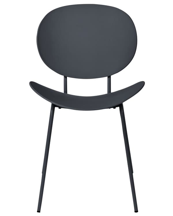 Uppsättning med 2 matstolar Svart syntetisk sits Svarta metallben Minimalistisk design Ryggstöd Modern Skandinavisk