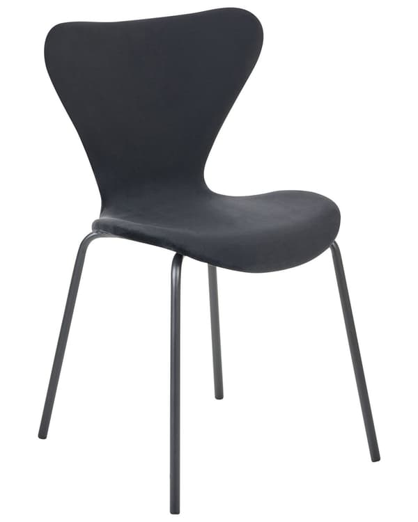 Set med 2 Matstolar Svart Syntetiskt Material Svart Metallben Armstödslös Modern Design