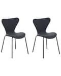 Miniatyrbild 1 av 9: Set med 2 Matstolar Svart Syntetiskt Material Svart Metallben Armstödslös Modern Design