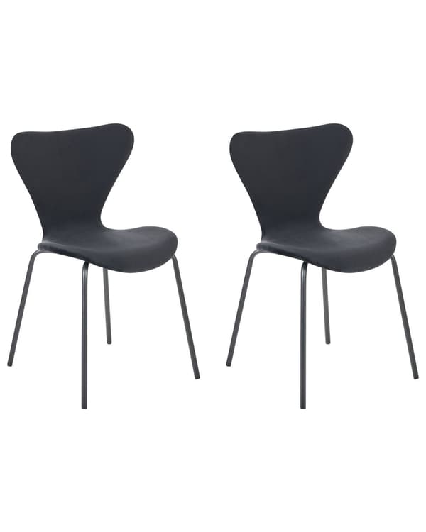 Set med 2 Matstolar Svart Syntetiskt Material Svart Metallben Armstödslös Modern Design