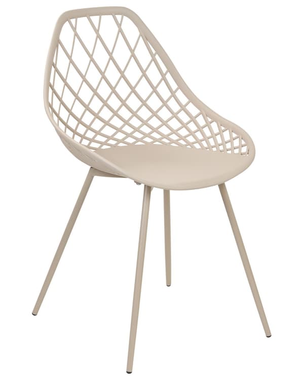 Set om 2 matstolar Beige syntetisk sits Metallben Nätdesign Ryggstöd Modern Skandinavisk