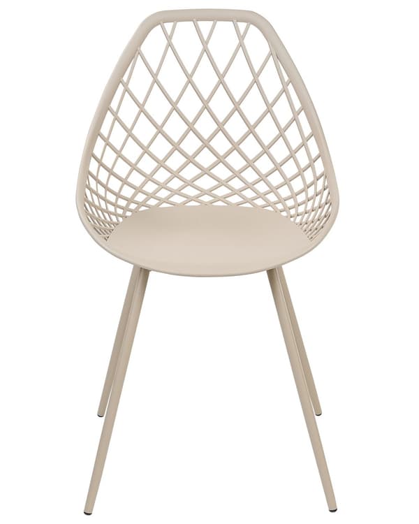 Set om 2 matstolar Beige syntetisk sits Metallben Nätdesign Ryggstöd Modern Skandinavisk