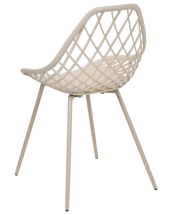 Set om 2 matstolar Beige syntetisk sits Metallben Nätdesign Ryggstöd Modern Skandinavisk