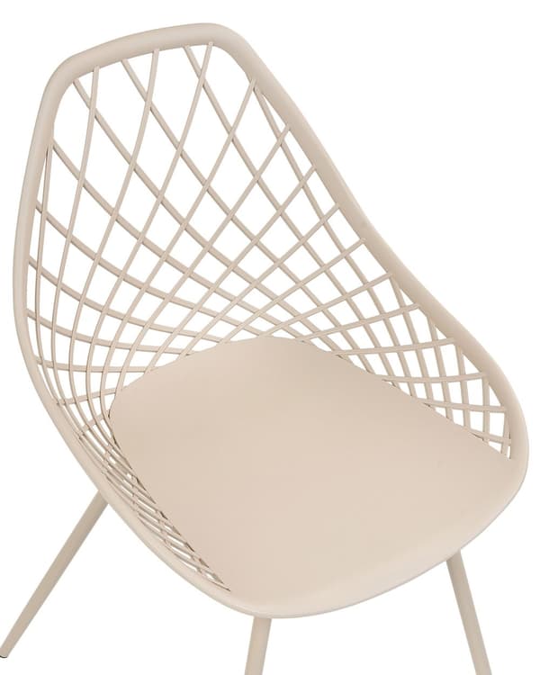 Set om 2 matstolar Beige syntetisk sits Metallben Nätdesign Ryggstöd Modern Skandinavisk