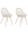 Miniatyrbild 1 av 9: Set om 2 matstolar Beige syntetisk sits Metallben Nätdesign Ryggstöd Modern Skandinavisk