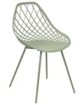 Miniatyrbild 4 av 9: Set om 2 matstolar Grön syntetisk sits Metallben Nätdesign Ryggstöd Modern Skandinavisk