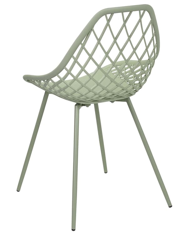 Set om 2 matstolar Grön syntetisk sits Metallben Nätdesign Ryggstöd Modern Skandinavisk