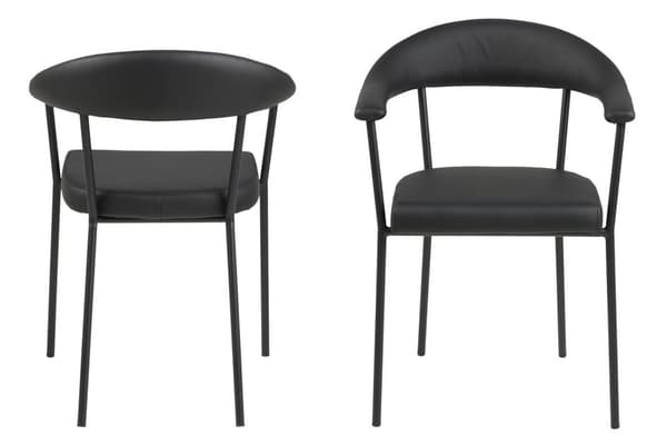 2 x Ava spisestuestoler med armlener svart.