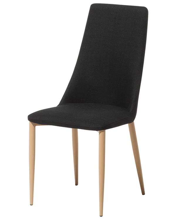 Sett med 2 Spisestuestoler Polstret Sete Svart Kunstskinn Høy Rygg