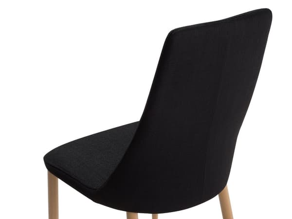 Sett med 2 Spisestuestoler Polstret Sete Svart Kunstskinn Høy Rygg