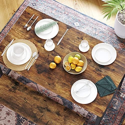 VASAGLE spisebord til 4 personer, køkkenbord, 120 x 75 x 75 cm, rustik brun og sort
