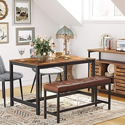 VASAGLE spisebord til 4 personer, køkkenbord, 120 x 75 x 75 cm, rustik brun og sort