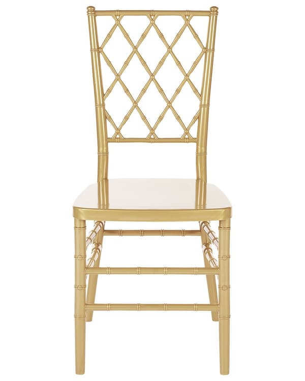 Set med 2 Matstolar Guld Plast Ryggstöd med Spjälar Utan Armstöd Vintage Modern Design
