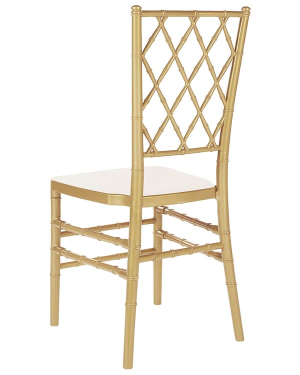 Set med 2 Matstolar Guld Plast Ryggstöd med Spjälar Utan Armstöd Vintage Modern Design
