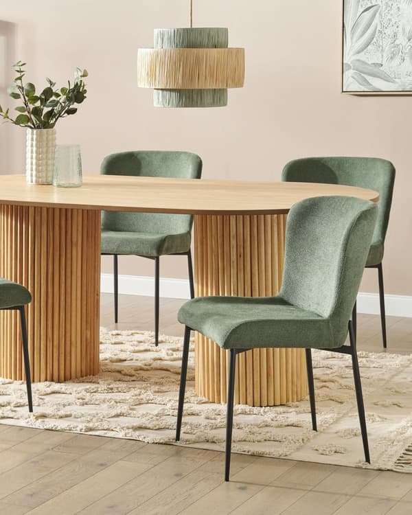 Sæt med 2 stole Grøn polyester strikket tekstur metalben