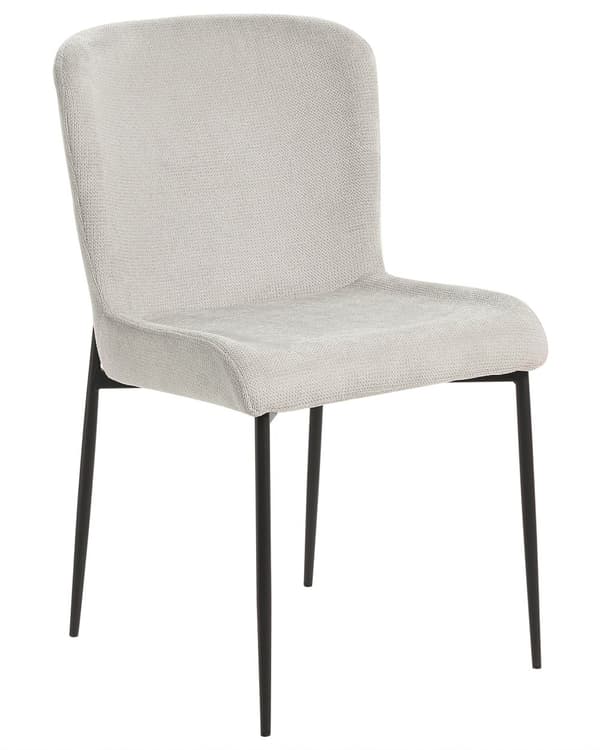 Set med 2 stolar Ljusgrå polyester stickad textur Metallben