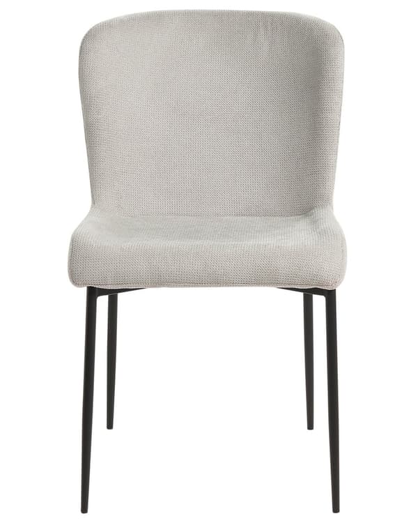 Set med 2 stolar Ljusgrå polyester stickad textur Metallben