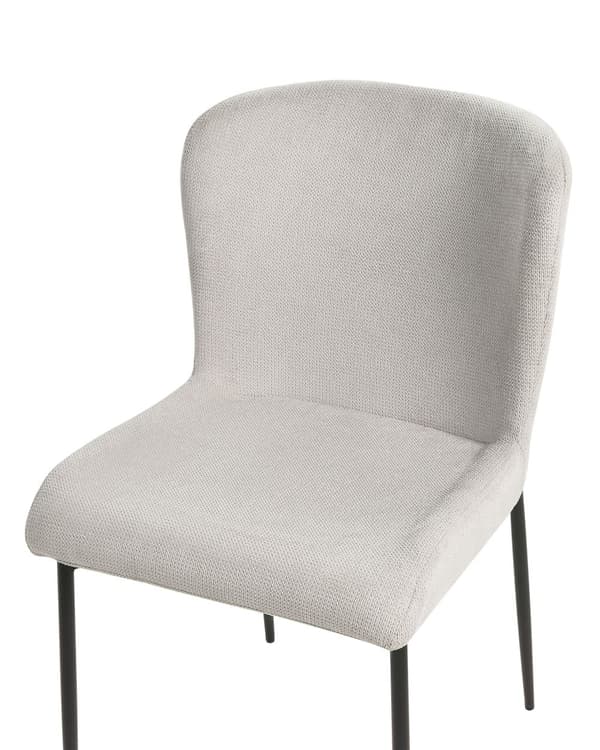 Set med 2 stolar Ljusgrå polyester stickad textur Metallben