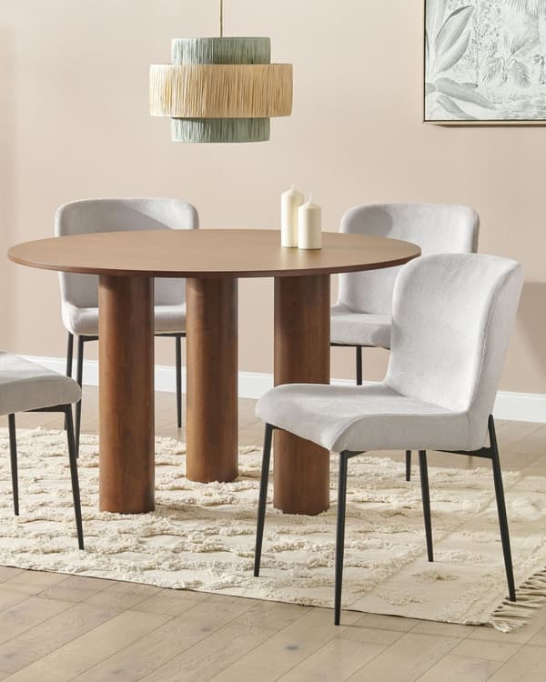Set med 2 stolar Ljusgrå polyester stickad textur Metallben
