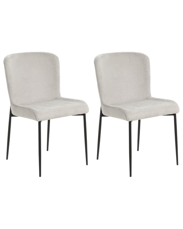 Set med 2 stolar Ljusgrå polyester stickad textur Metallben