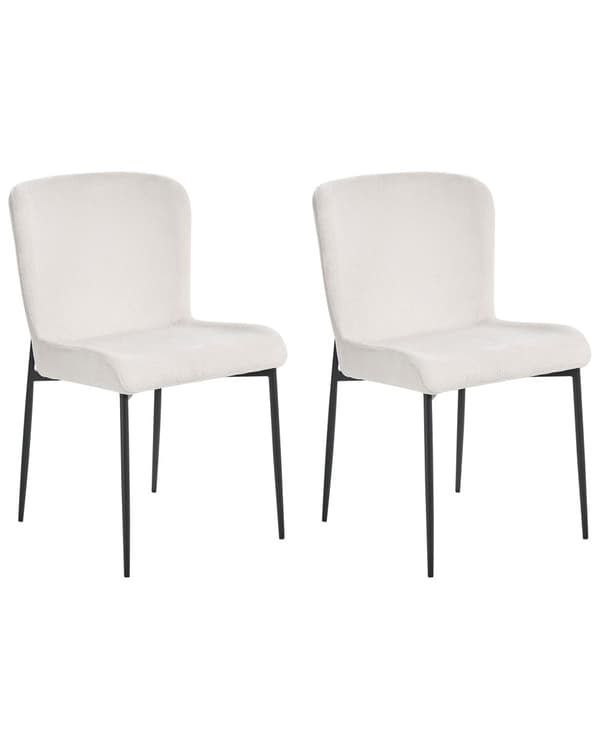 Set med 2 stolar Off-white polyester stickad textur Metallben