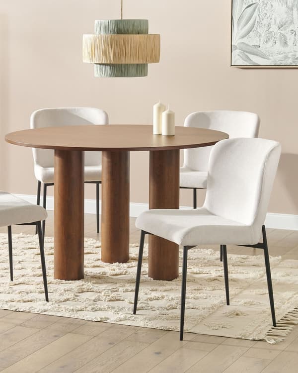 Sett med 2 Stoler Off-white Polyester Strikket stoff Metallben Uten armlener Moderne design