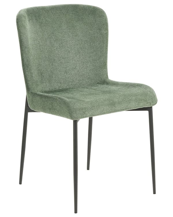 Sett med 2 Stoler Grønn Polyester Strikket stoff Metallben Uten armlener Moderne design