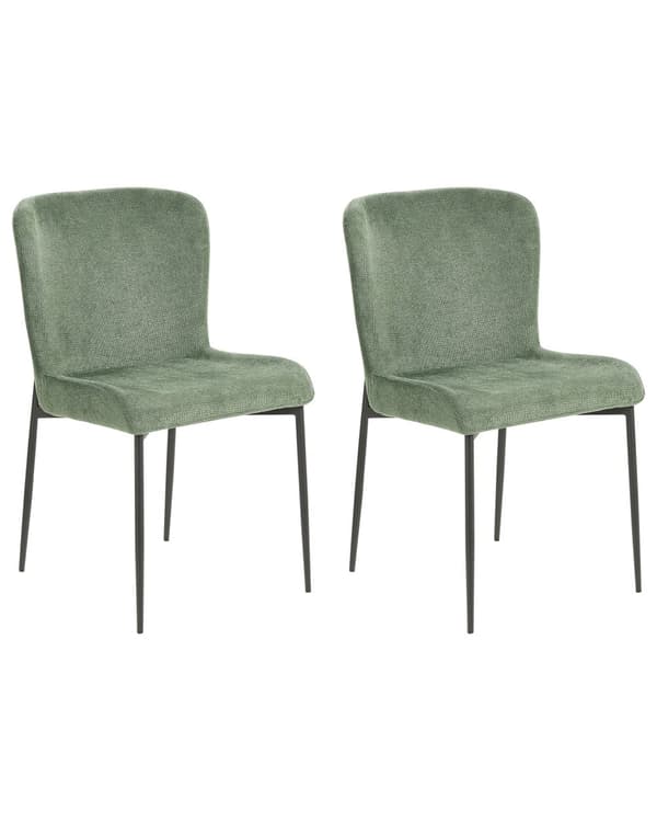 Sett med 2 Stoler Grønn Polyester Strikket stoff Metallben Uten armlener Moderne design