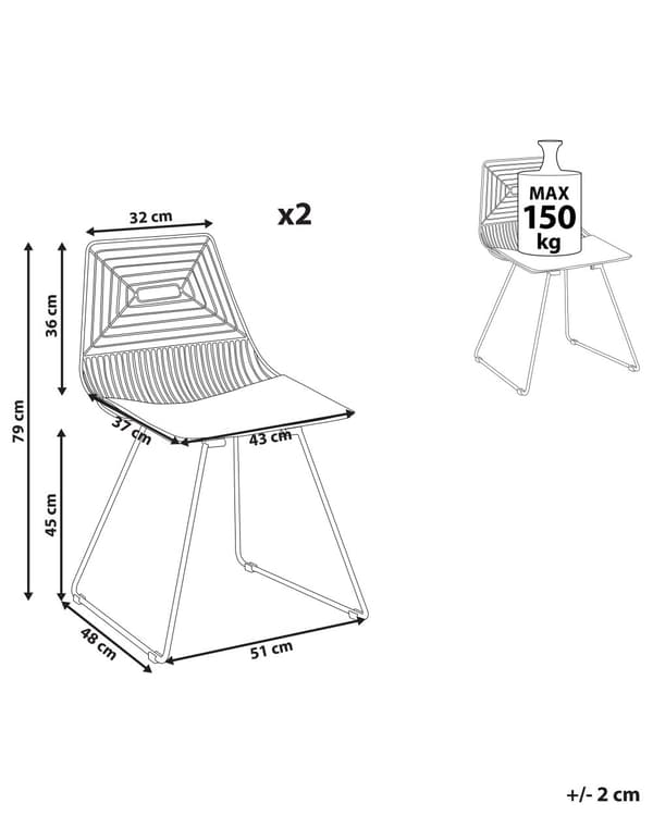 Tuoli ruusukulta 51 x 79 cm teräs keinonahka istuintyyny 2 kpl mattaviimeistely industriaalinen