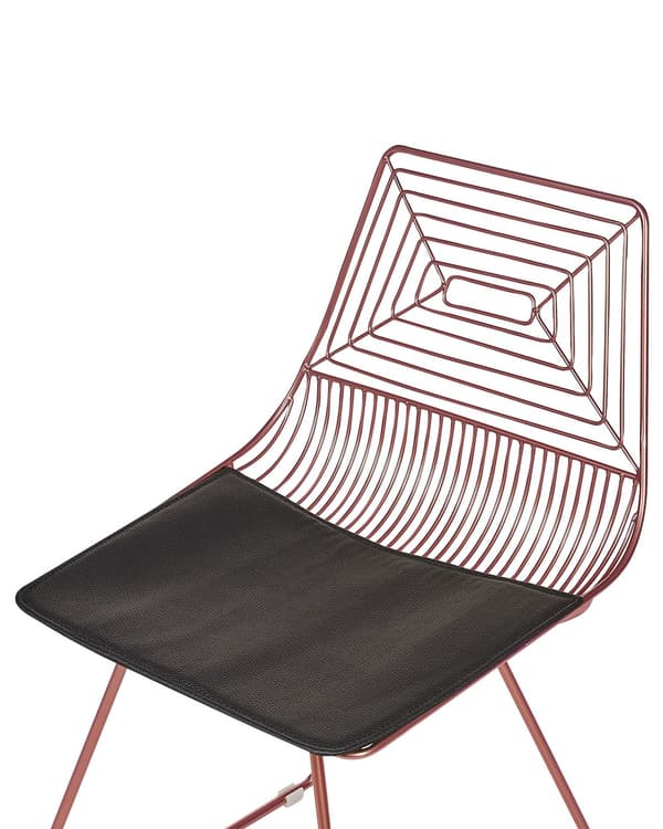 Uppsättning med 2 Matstolar Roseguld Metall och Stål med Sittdynor i Konstläder Industriell Design Kök Matsal