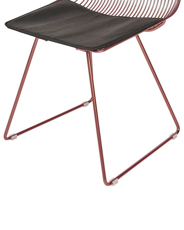 Uppsättning med 2 Matstolar Roseguld Metall och Stål med Sittdynor i Konstläder Industriell Design Kök Matsal