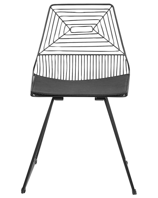 Uppsättning med 2 Matstolar Svart Metall och Stål med Sittdynor i Konstläder Industriell Design Kök Matsal