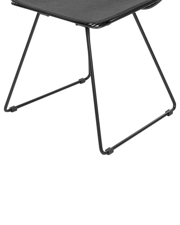 Uppsättning med 2 Matstolar Svart Metall och Stål med Sittdynor i Konstläder Industriell Design Kök Matsal
