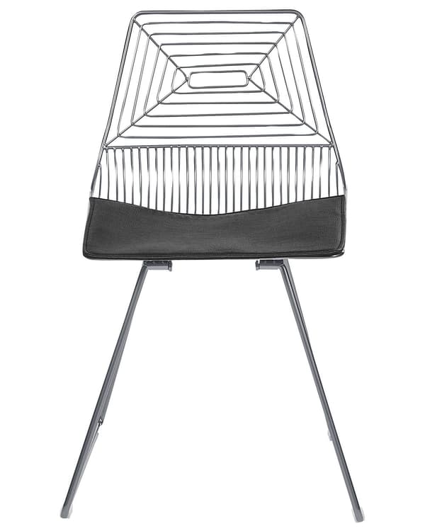Uppsättning med 2 Matstolar Silver Metall och Stål med Sittdynor i Konstläder Industriell Design Kök Matsal