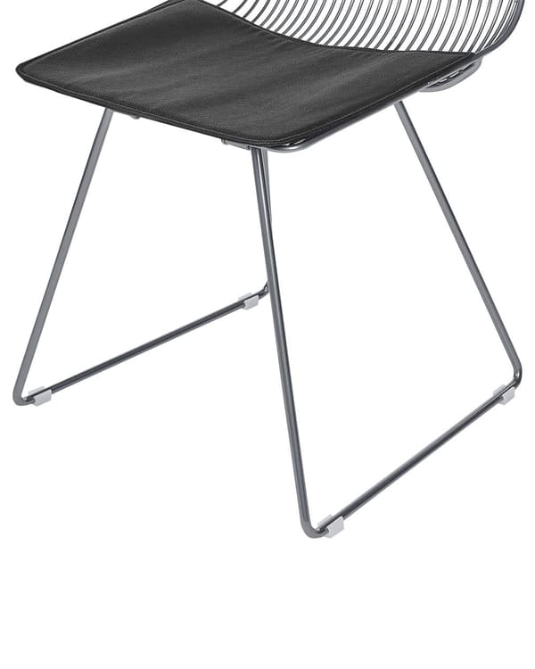 Uppsättning med 2 Matstolar Silver Metall och Stål med Sittdynor i Konstläder Industriell Design Kök Matsal