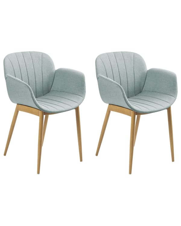 Sæt med 2 spisebordsstole mintgrønt stofbetræk Moderne moderne design Spisebordsstole