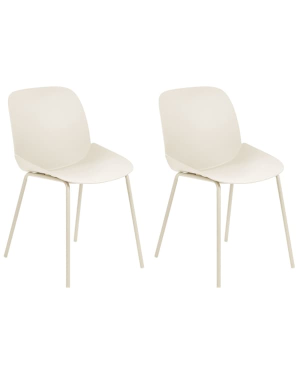 Tuoli beige 46 x 81 cm muovi rauta 2 kpl syvät istuimet ruokailuhuoneen moderni