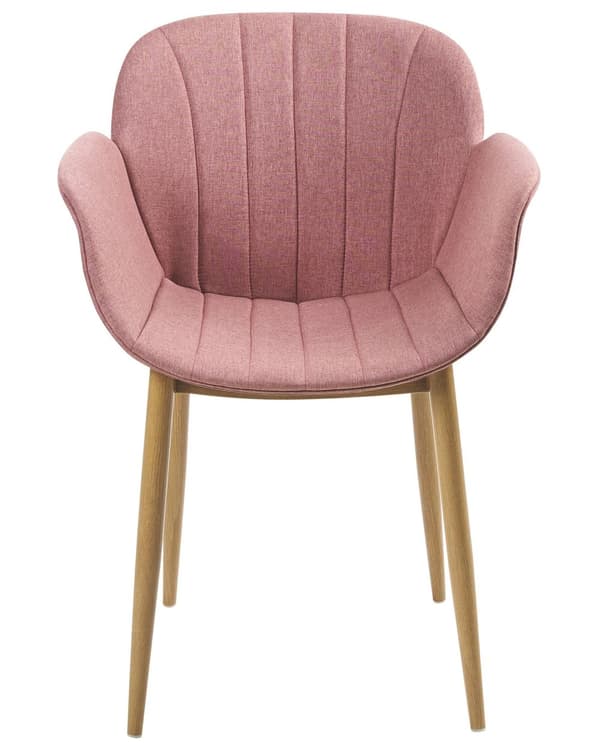 Uppsättning med 2 matstolar i rosa tyg med klädsel Modern design Sittmöbler för matsal