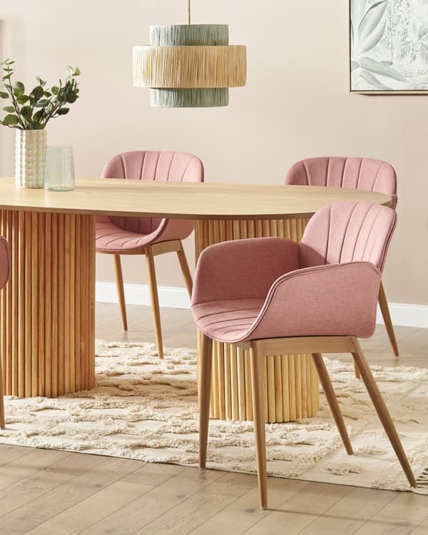Uppsättning med 2 matstolar i rosa tyg med klädsel Modern design Sittmöbler för matsal