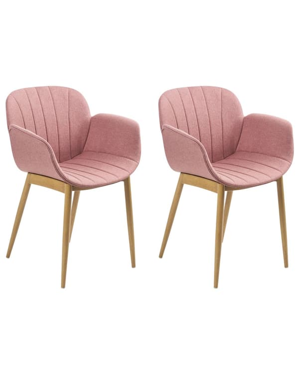 Uppsättning med 2 matstolar i rosa tyg med klädsel Modern design Sittmöbler för matsal