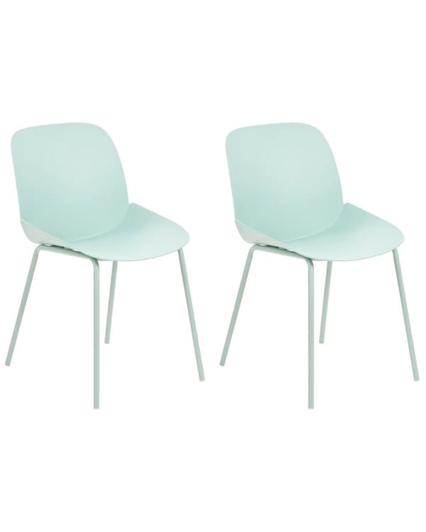 Uppsättning med 2 matstolar Mintgrön plast med djup sits Modern design Sittplatser för matsal
