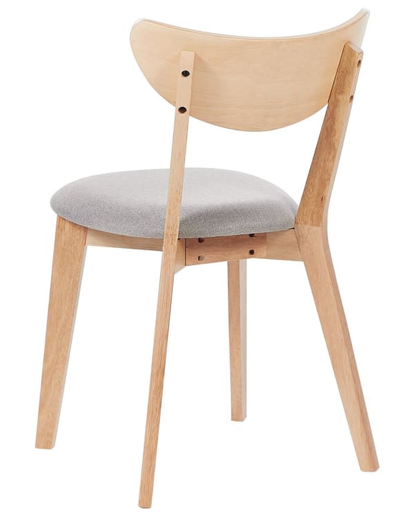 Sæt med 2 spisebordsstole lyst træ gummitræ sædepude accent spisebordsstol moderne traditionelt design