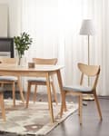 Miniatyrbillede 2 af 11: Sæt med 2 spisebordsstole lyst træ gummitræ sædepude accent spisebordsstol moderne traditionelt design