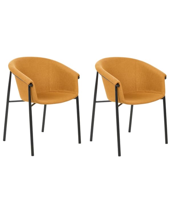 Sett med 2 Spisestoler Oransje Møbeltrekk i stoff Moderne design Spisestue Kjøkken