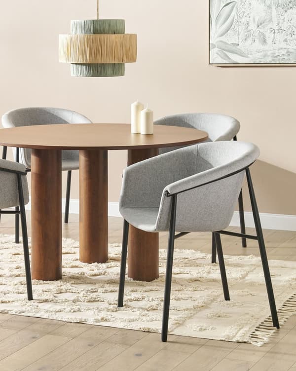 Sett med 2 Spisestoler Grå Møbeltrekk i stoff Moderne design Spisestue Kjøkken